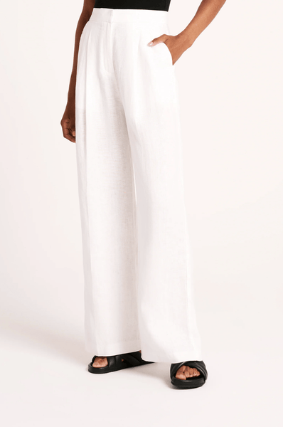 NUDE LUCY LADIES PANTS NUDE LUCY THILDA LINEN PANT - WHITE