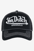 Von Dutch Big Signature Trucker Hat - Black, front view