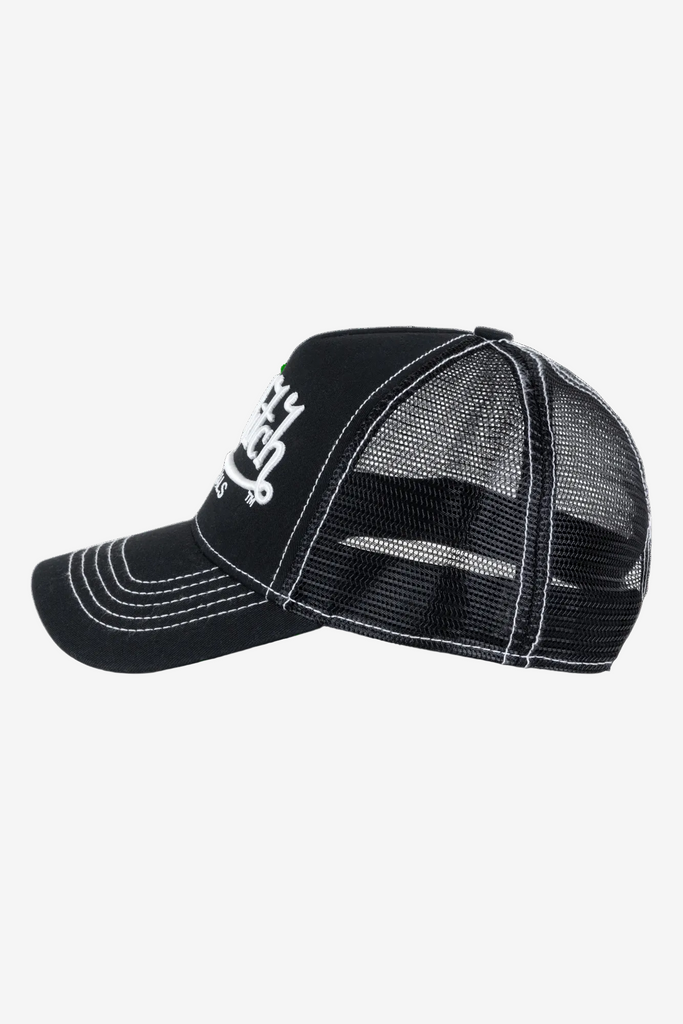 Von Dutch Big Signature Trucker Hat - Black, angle view