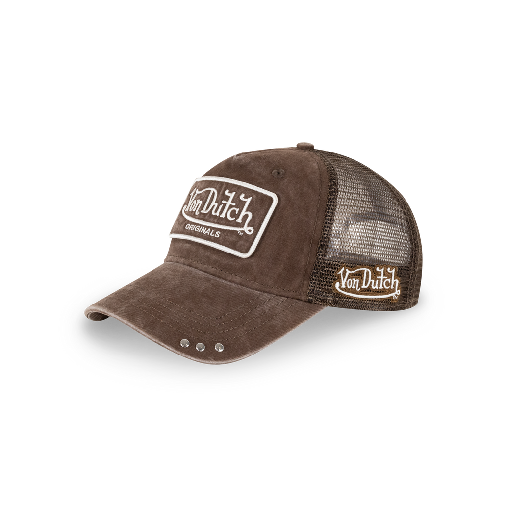 Von Dutch Distressed Old Originals Trucker - Brown/Tan/Black, side view