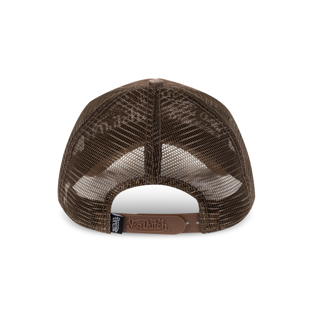 Von Dutch Distressed Old Originals Trucker - Brown/Tan/Black, back view