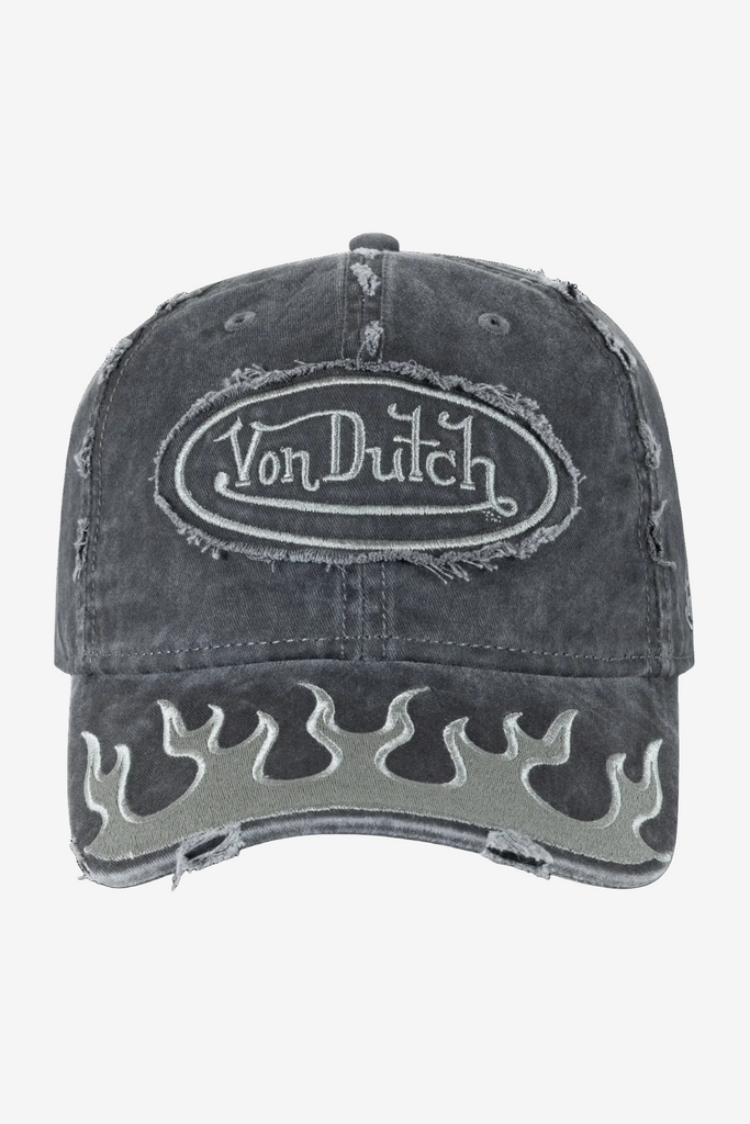 Von Dutch Flames Dad Cap - Washed Black, front view