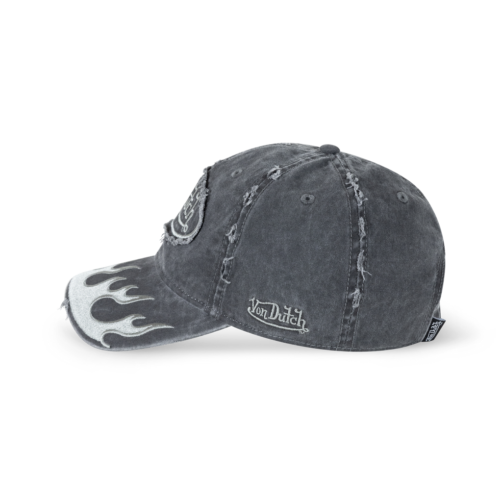Von Dutch Flames Dad Cap - Washed Black, angle view