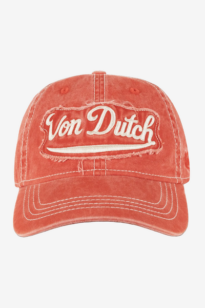 Von Dutch Retro Vibe Dad Cap - Washed Red, front view