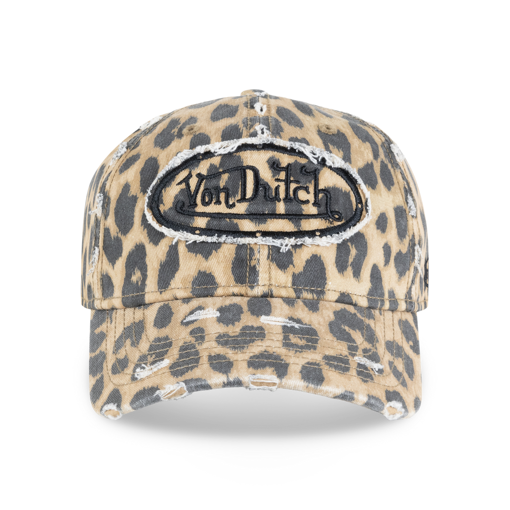 Von Dutch Animal Print Dad Cap - Tan Leopard, front view