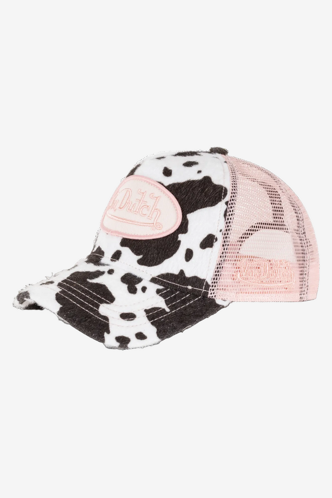 Von Dutch Animal Skin Trucker Hat - Baby Pink/Pink, side view