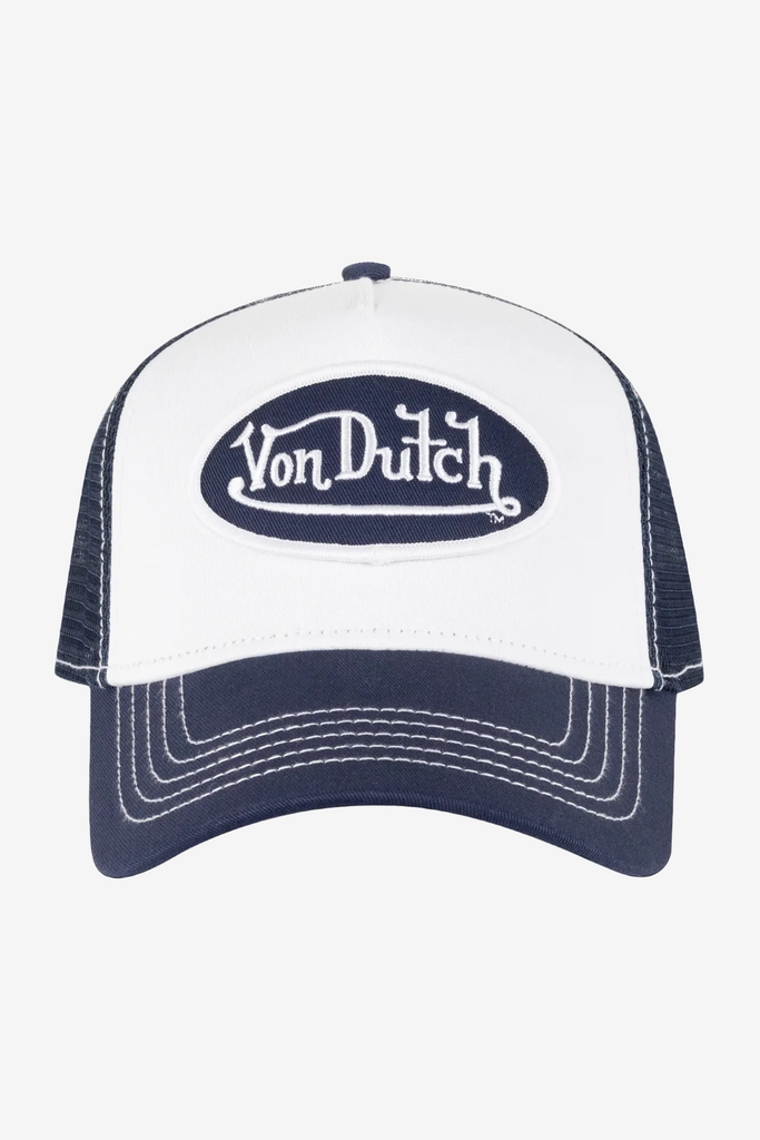 Von Dutch Distressed Zigzag Dad Cap - Dark Navy, front view