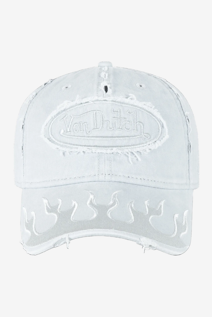 Von Dutch Twill Trucker Hat - White/Grey, front view