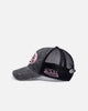 Von Dutch Distressed Trucker Hat - Black/Pink, back view
