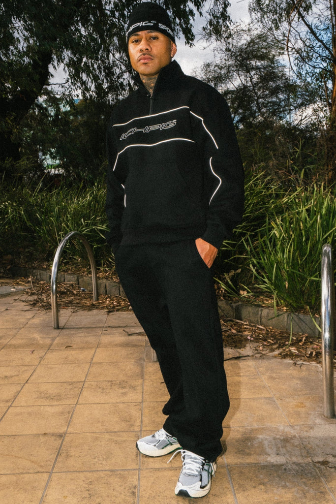 ICHPIG FLASHBACK 1/4 ZIP - BLACK/REFLECTIVE