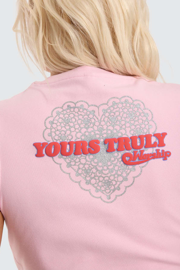 Worship Supplies Yours Truly Slim Fit Tee - Parfait Pink