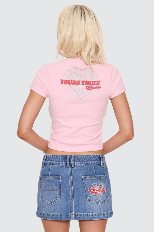Worship Supplies Yours Truly Slim Fit Tee - Parfait Pink