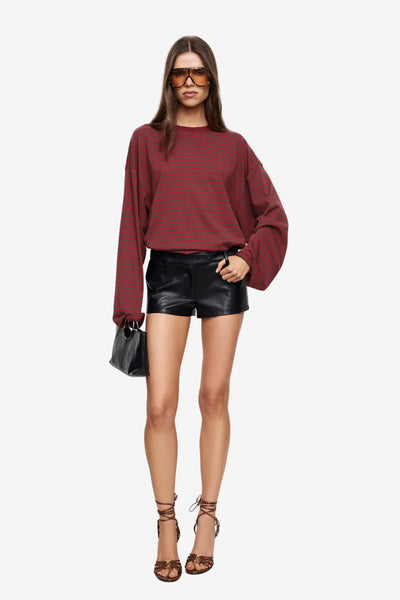 LIONESS BLOOM LONG SLEEVE - CHOCOLATE WINE STRIPE