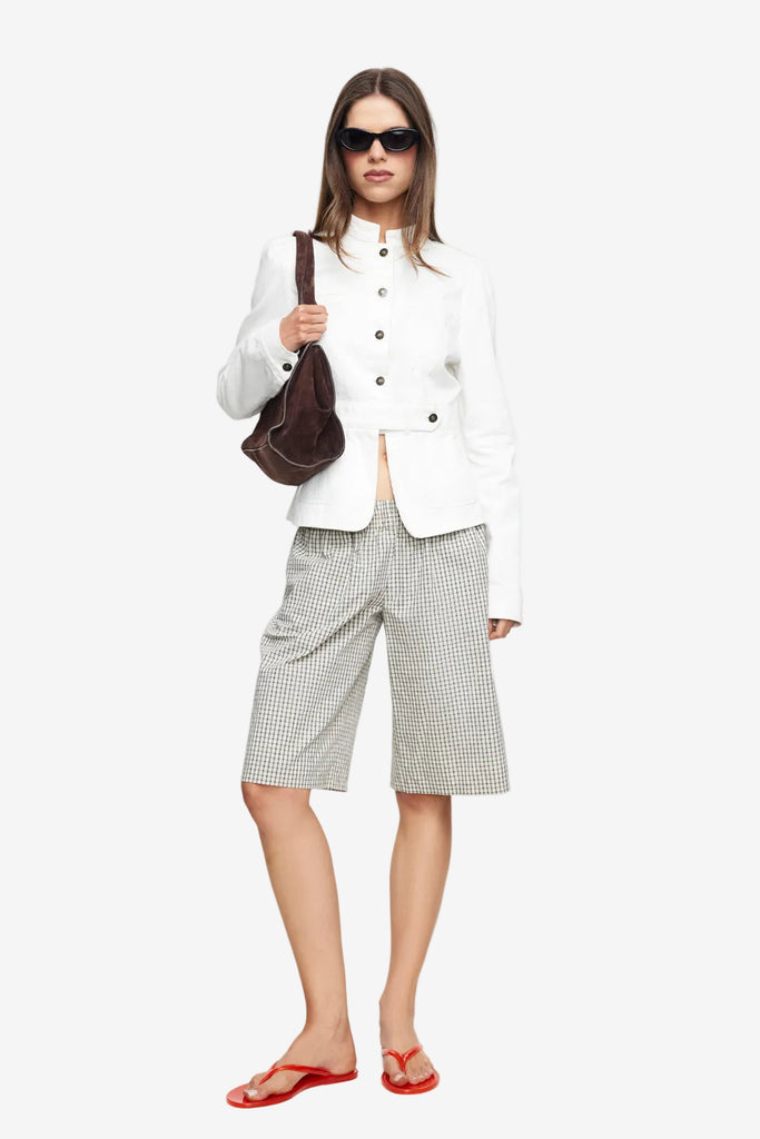 LIONESS SEVIGNEY LONG SHORT - CREAM CHECK