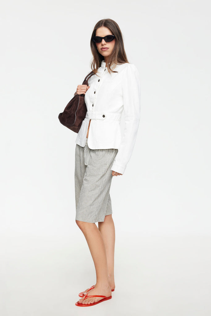LIONESS SEVIGNEY LONG SHORT - CREAM CHECK