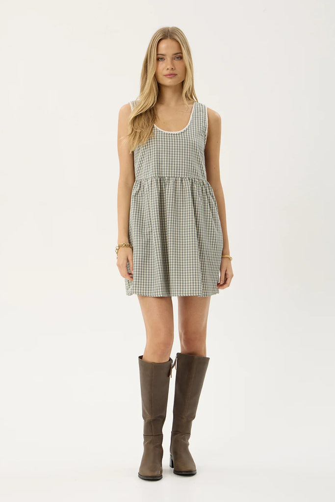 AFENDS Womens Jesse Mini Dress Vice Alpine Check front