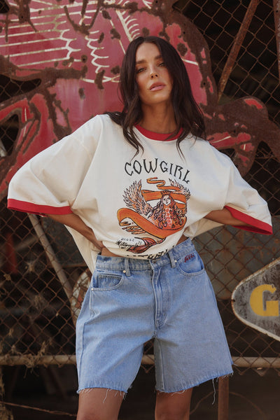 Sabbi The Very Oversized Cowgirl Outlaw Tee - White