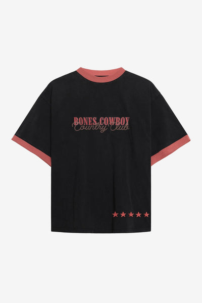 Country Club Ringer Tee - Washed Black