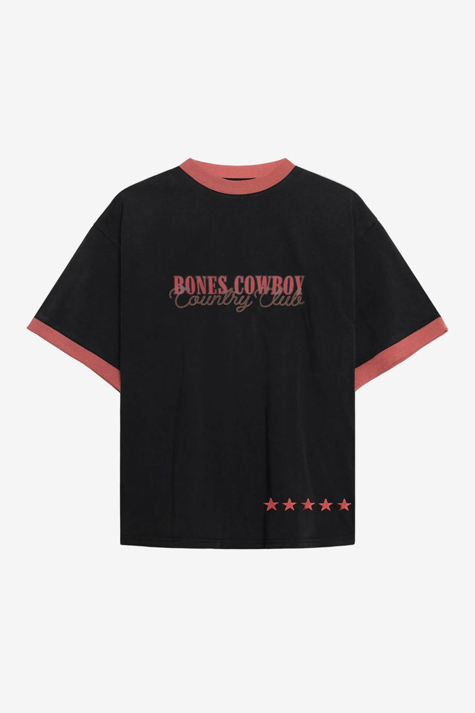 Country Club Ringer Tee - Washed Black
