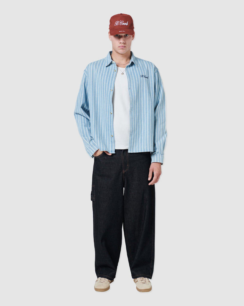 BARNEY COOLS MENS L/S BUTTON UP SHIRTS BARNEY COOLS CROP LS SHIRT - BLUE
