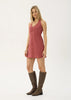 AFENDS Womens Montana Halter Mini Dress Indy Rose Check side