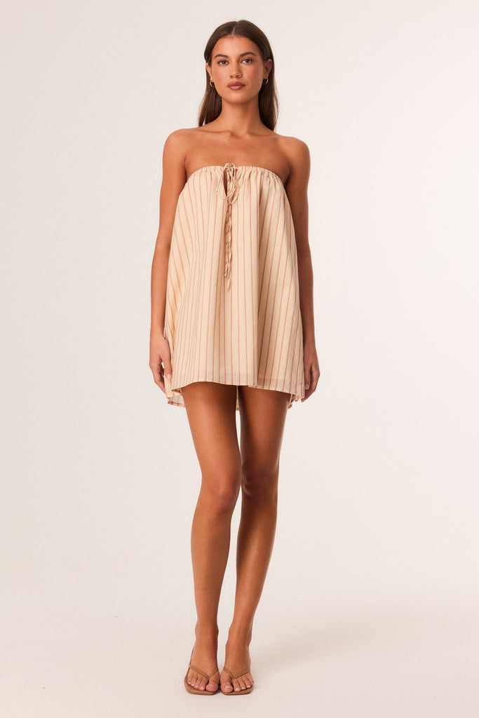 SNDYS THE LABEL Sara Mini Dress - Butter Stripe