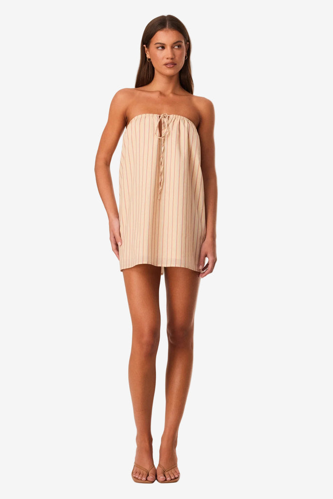 SNDYS THE LABEL Sara Mini Dress - Butter Stripe