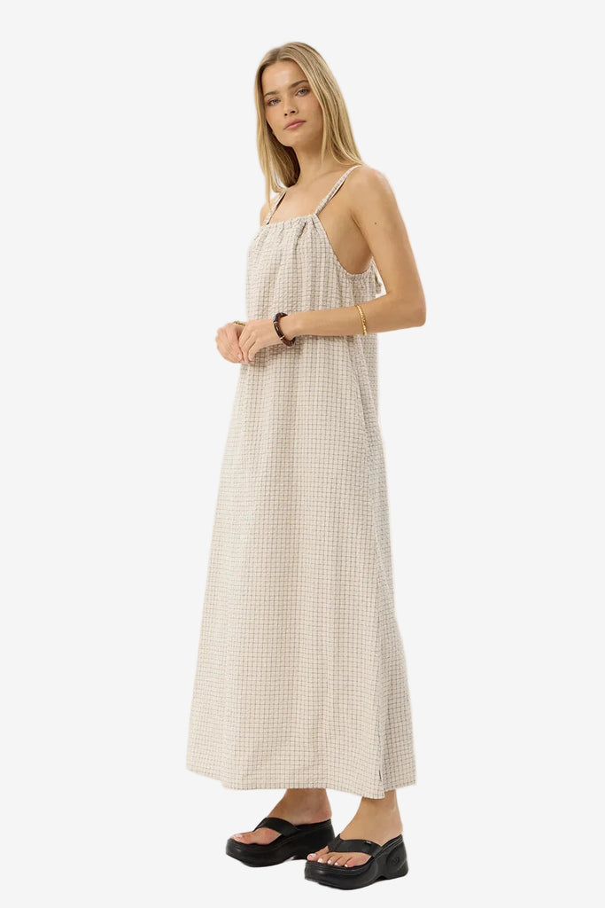 AFENDS Womens Vania Seersucker Maxi Dress Reverb Moonbeam Check side