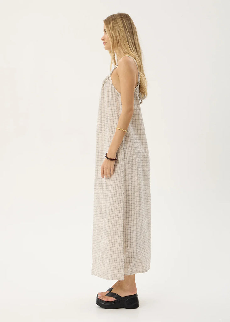 AFENDS Womens Vania Seersucker Maxi Dress Reverb Moonbeam Check back