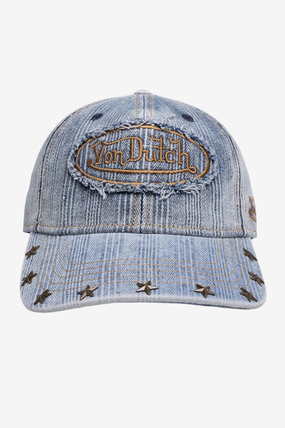 Von Dutch OG Stripe Denim Dad Cap, front view