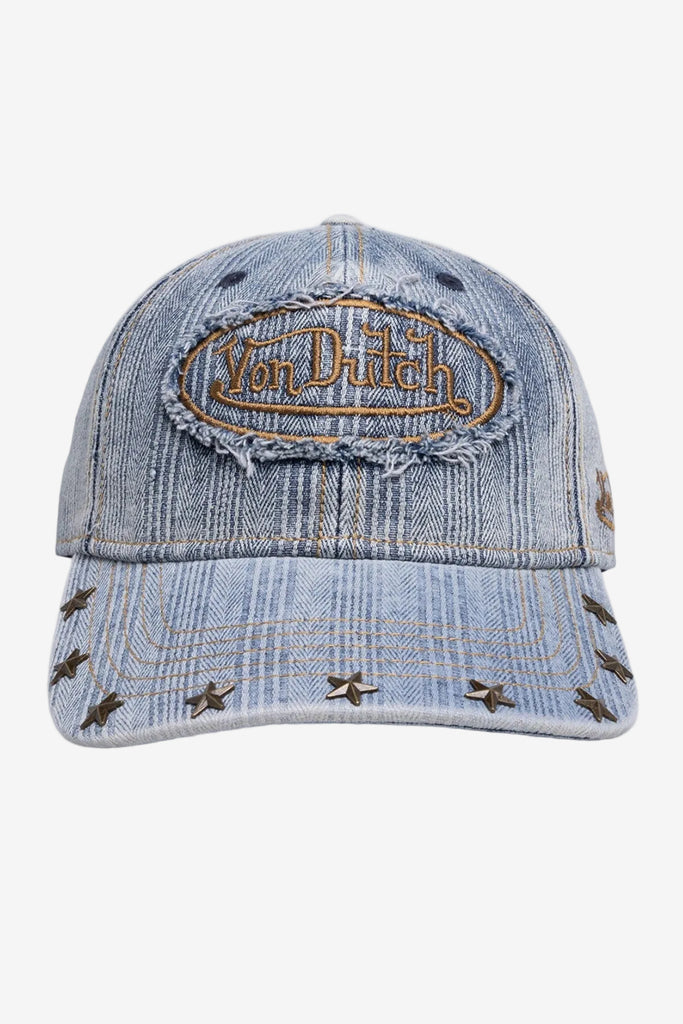 Von Dutch OG Stripe Denim Dad Cap, front view