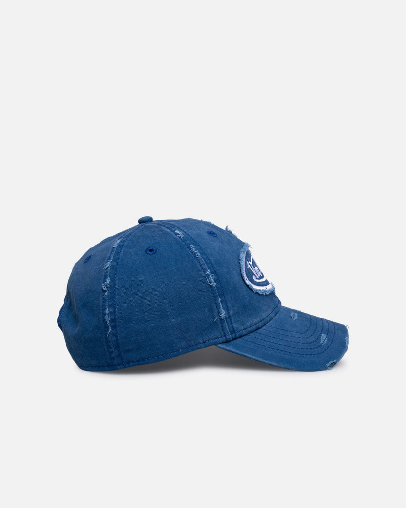 Von Dutch Destroyed Twill Embroidery Dad Cap - Washed Navy, angle view