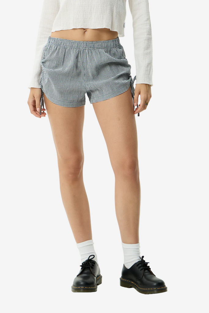 AFENDS Luella Low Rise Short - Indy Navy Check detail
