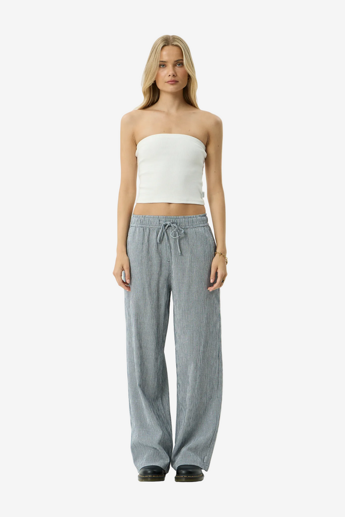 AFENDS Harriet Wide Leg Pant - Indy Navy Check