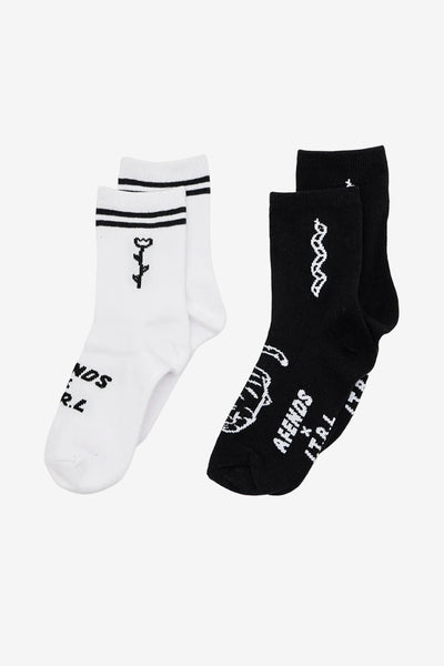 AFENDS Double Vision Two Pack Socks - Black / White