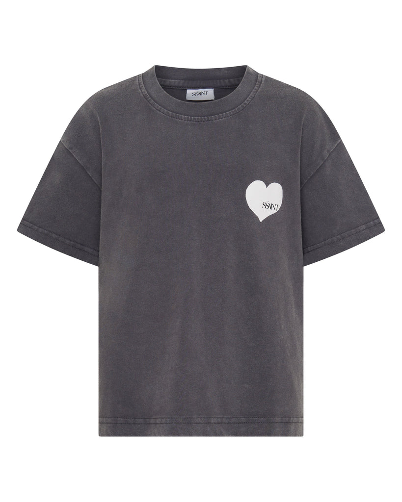Ssaint Kids Heart Tee - Acid Wash Charcoal