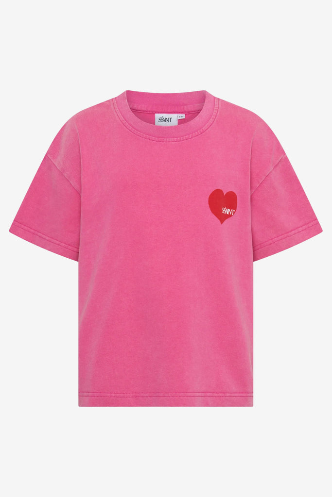 Ssaint Kids Heart Tee - Acid Wash Pink
