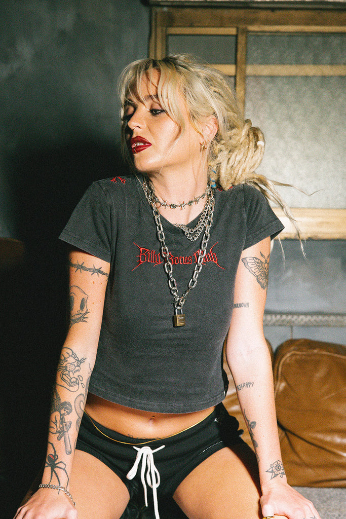 Billy Bones Club Rocker Baby Tee - Washed Black detail
