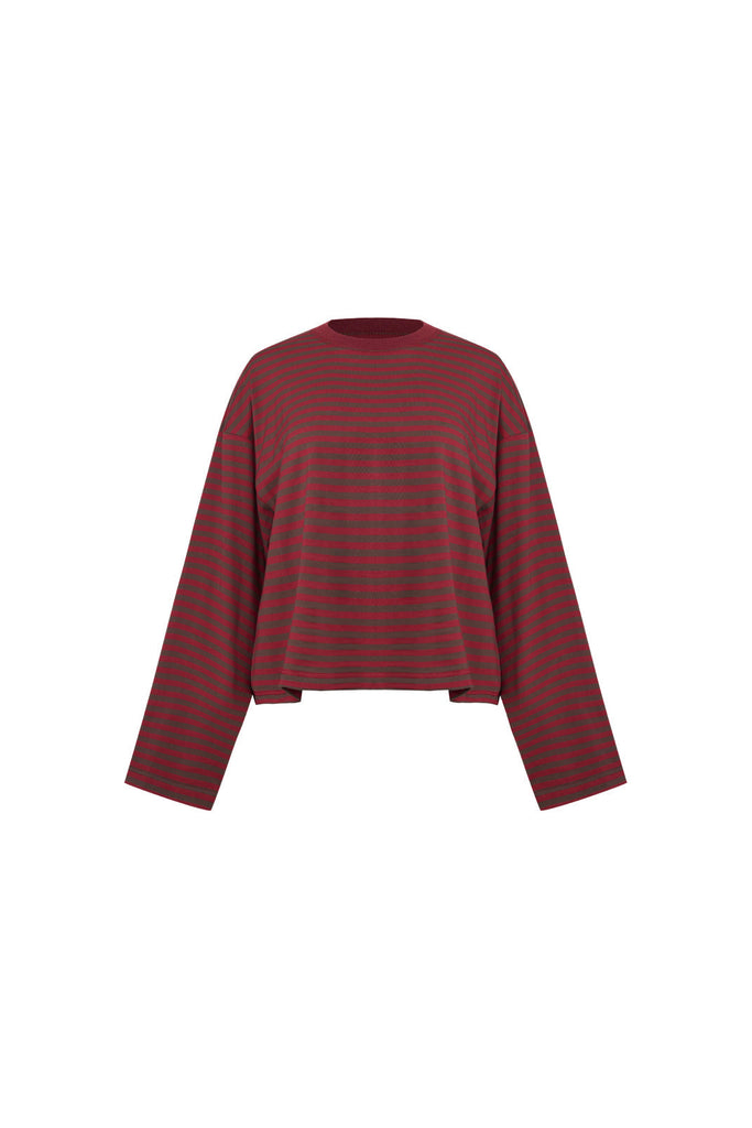 LIONESS BLOOM LONG SLEEVE - CHOCOLATE WINE STRIPE