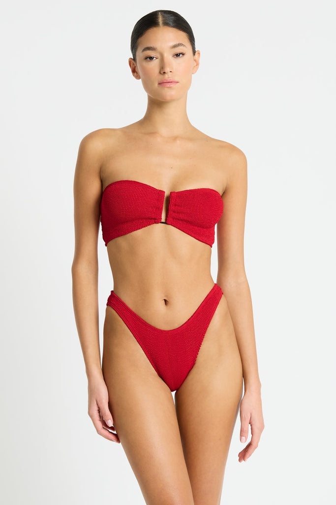 BOND-EYE BLAKE BANDEAU TOP - BAYWATCH RED RECYCLED