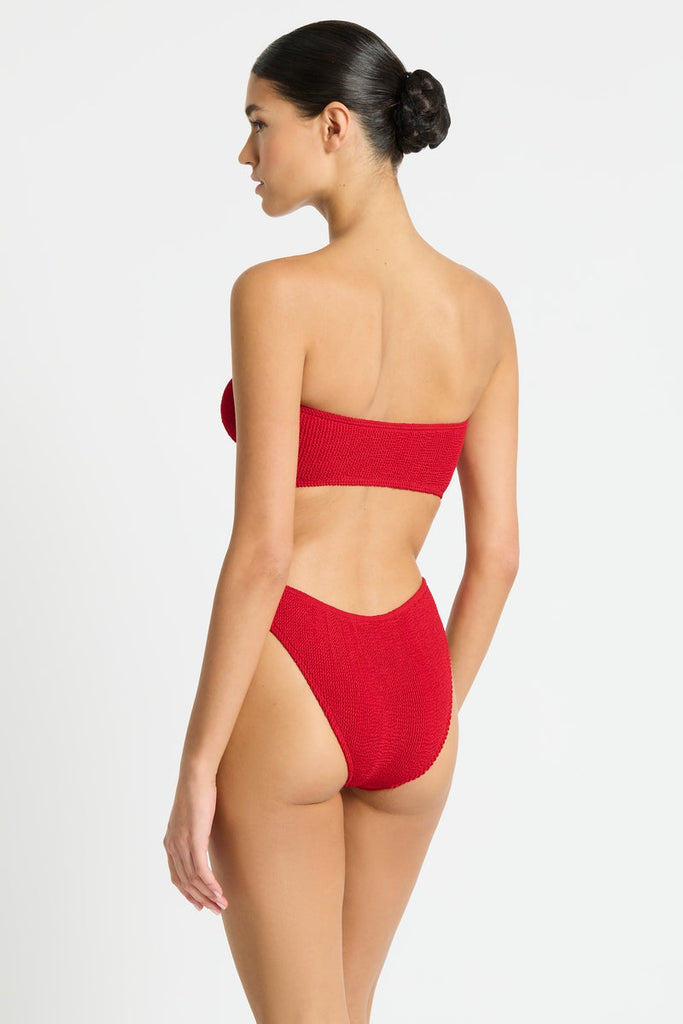 BOND-EYE BLAKE BANDEAU TOP - BAYWATCH RED RECYCLED