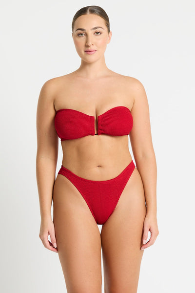 BOND-EYE BLAKE BANDEAU TOP - BAYWATCH RED RECYCLED