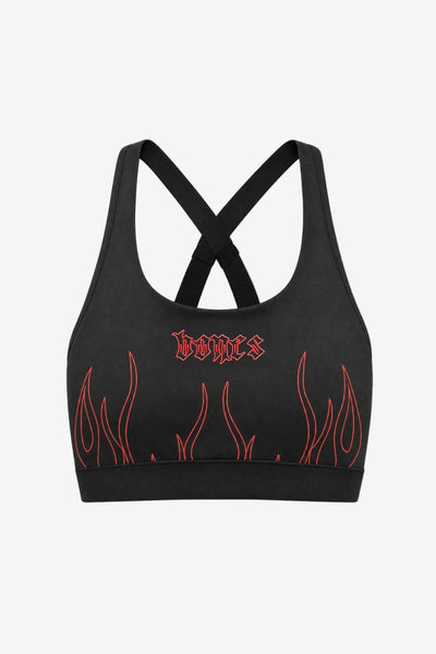 Billy Bones Club Flamed Sports Bra - Black/Red