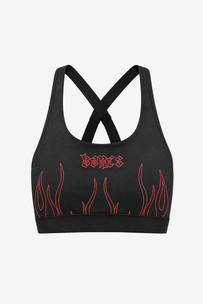 Billy Bones Club Flamed Sports Bra - Black/Red