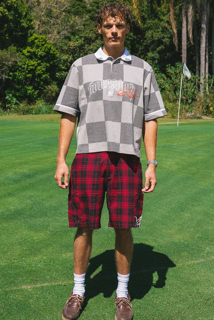 Billy Bones Club Swingers Check Polo - Grey
