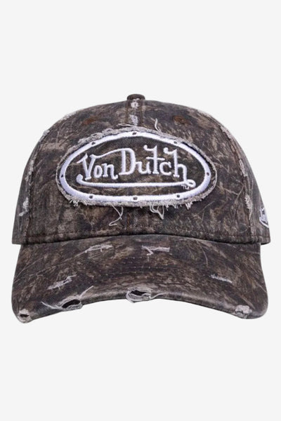 Von Dutch Destroyed Twill Embroidery Dad Cap - Nature Camo