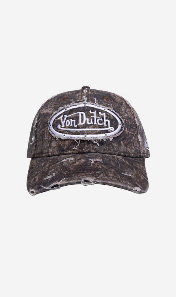 Von Dutch Destroyed Twill Embroidery Dad Cap - Nature Camo