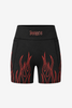 Billy Bones Club Flamed Biker Shorts - Black/Red