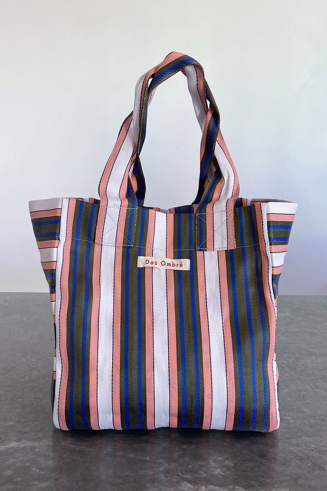 DOS OMBRE BIG BENGALI BAG 009 - PINK KHAKI BLUE STRIPE