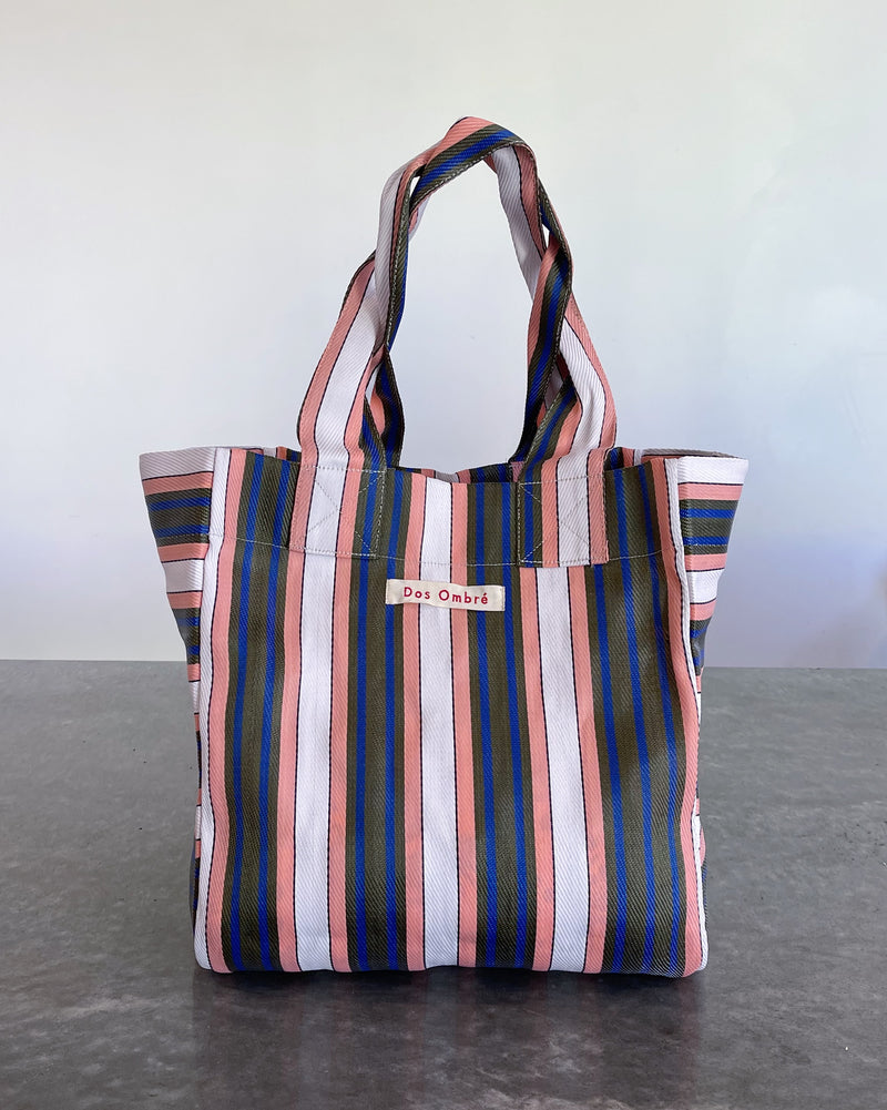 DOS OMBRE BIG BENGALI BAG 009 - PINK KHAKI BLUE STRIPE